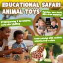 Zippytots 6PCS Safari Animal Figure Toys for Kids 3-5 Realistic Plastic Jungle Animal Figurines African Wildlife Learning Toys for Kids Boys Girls Toddlers