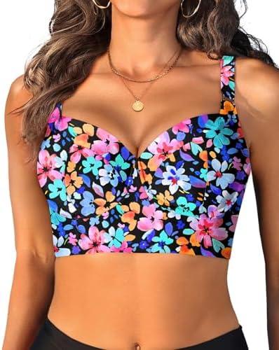 Women Underwire Bikini top Only - Longline Push Up Bathing Suit Top Bra Swim Tops 2025 Swimsuit Tops