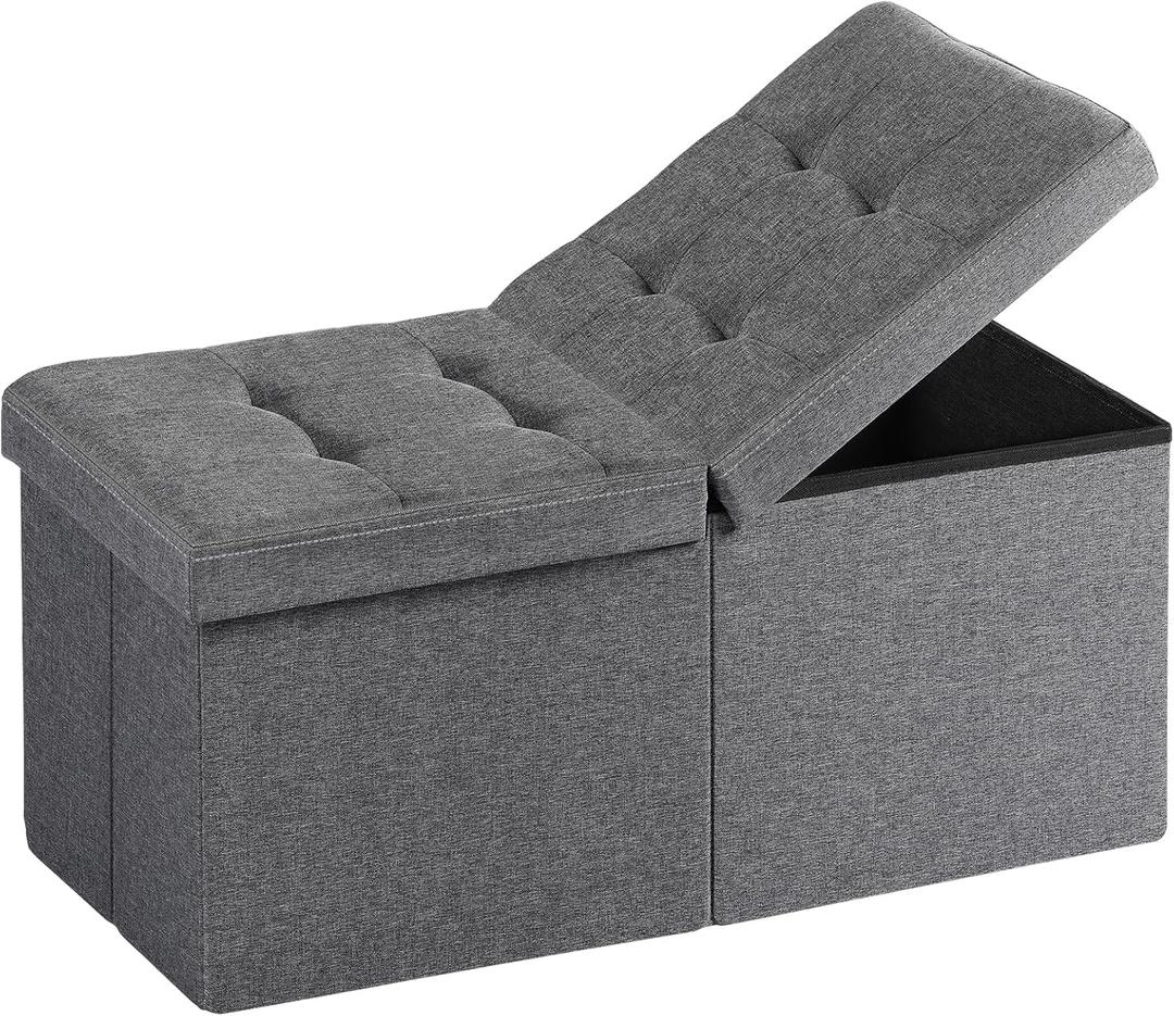 30-INCH Storage Ottoman Bench, Footrest with Storage, End of Bed Bench Coffee Table for Living Room, Bedroom, Entryway, Dark Gray