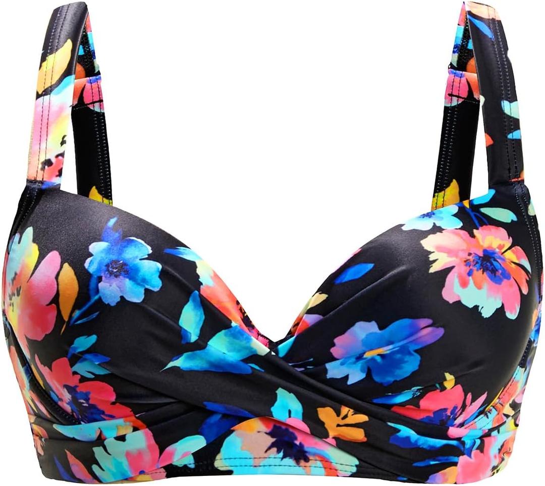 Women Underwire Bikini Top - Push Up Swim Top Only Bra Padded Swimsuit Tops 2025 Bathing Suit Tops (X-Small, Floral)