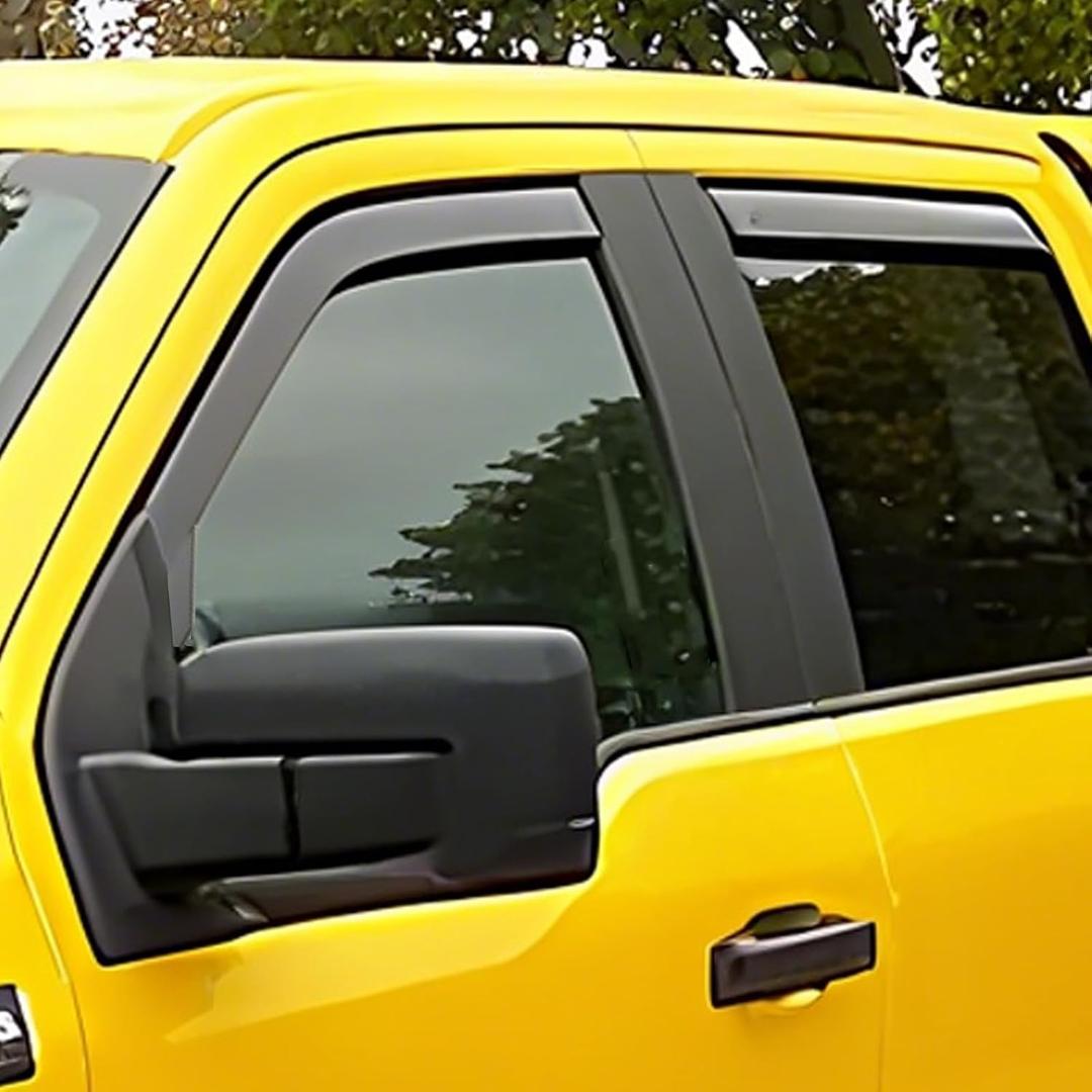 in-Channel Side Window Rain Guards Window Visor Vent Deflectors Compatible with Ford F-150 SuperCrew Cab 2015-2020, Wind Deflector Smoke 4PCS F150