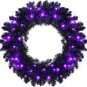  24-in Pre-lit Indoor/Outdoor Battery-operated Black Artificial Christmas Wreath