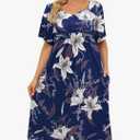 House Dresses for Women with Pockets Moo Moo Nightgown Short Sleeve Mumu Dress Lounge Dress  Medium