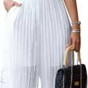 Tcremisa Women's Sexy Strapless Tube Jumpsuit Flowy Sleeveless Off Shoulder Wide Leg One Piece Ruffle Jumpsuits, Large, White