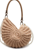 Shell Bag Seashell Bag Handwoven Crochet Shell Purse Summer Beach Tote with Pearl Strap Boho Clutch Shoulder Bag for Women