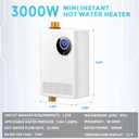 Tankless Water Heater Electric 110V, 3000W Instant Water Heater Under Sink, On Demand Hot Water Heater Electric with Digital Display, Portable Mini Small Water Heater for Kitchen Bathroom RV
