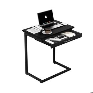 Serxis C Shaped End Table,Small Couch Side Table with Drawer,for Living Room, Bedroom Magazines, Computers, Coffee, Small Objects Storage.Black