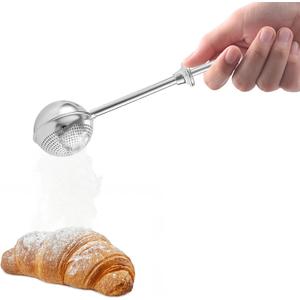 3 x Flour Sifter for Sourdough Bread - Bread Flour Shaker Duster, One Handed Operation Flours Duster for Breads Baking, 304 Stainless Steel, Spring Handle Bakers Dusting Wand for Flours