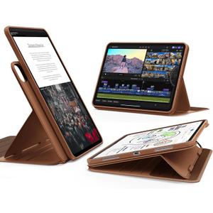 ESR for iPad Pro 11 Inch Case (M5/M4) 2025/2024, Rotating Case with Removable Magnetic Cover, Adjustable Portrait/Landscape Stand, 9 Standing Angles, Shift Series, Brown