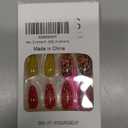 Christmas Press on Nails Medium Almond Fake Nails with Santa Claus Design Snowflake Glue on Nails Yellow Stick on Nail Red Xmas False Nail for Women Girls Winter Holiday Manicure 24pcs