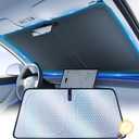 [2026 Upgraded] FOURDOPLI Graphene Dual-Layer Car Windshield Sun Shade for 2016-2026 Tesla Model Y & Model 3, Foldable car Window Shades with Includes Storage Bag, Block UV Rays Keep Car Cool