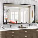 Suidia Bathroom Mirror, 60" x 36" Wall Mirror Metal Framed, Bathroom Vanity Mirror for Living Room Bedroom Bathroom Entryway, Black, Rect Corner Style