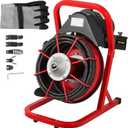 VEVOR 50 Ft x 1/2 Inch Drain Cleaner Machine fit 1 Inch (25mm) to 4 Inch(100mm) Pipes Drain Cleaning Machine Portable Electric Drain Auger with Cutters Glove Drain Auger Cleaner Sewer Snake