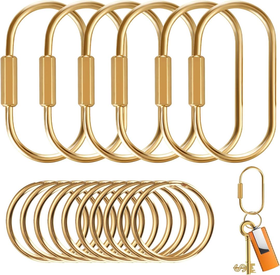 Muitcdo Brass Key Rings Bulk, Key Chain Organizer Holder for Men Women with Secure Screw Locking