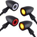 Motorcycle Bullet Turn Signals LED Front Rear Lights 4 PCS, 40 LEDs Retro Switchback Running Turn Brake Light Blinkers Universal Fit Harley Dyna Chopper Bobber Suzuki Yamaha Honda -Black (2052-4PCS- BK)