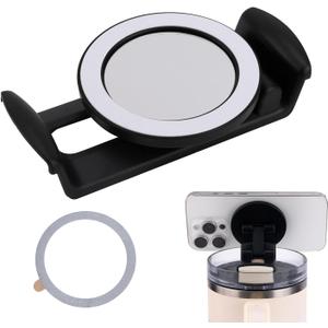 BOXOB Phone Holder for Stanley Cup 40oz Quencher H1.0 H2.0 Lids, Hands Free Magnetic Foldable Phone Stand Tumbler Cell Phone Mount Support for Stanley Cup Accessory MagSafe Phones (black)