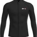 GoldFin Wetsuit Top Men, 2mm Wetsuits Jacket Long Sleeve Neoprene Tops for Water Sports Aerobics Diving Surfing Swimming (Medium, Black)