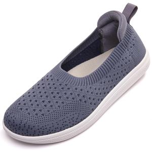 MENYABN Women's Barefoot Flats Shoes Wide Toe Box Zero Drop Sole Slip On Ballet Shoes with Soft Padded Protective Heel for Casual Daily Office Indoor 6.5W