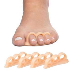 ZenToes Hammer Toe Corrector for Women & Men | Triple Loop Gel Toe Spacers & Separators | Realign Bent, Crooked, Curled, Claw, Hammertoes | Soft Support for Straightening | 4 Pack, Beige