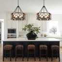 Farmhouse Chandelier, 19.8 inch 5-Light Black Dining Room Lighting Fixtures Rustic Adjustable Hanging Pendant Lighting for Kitchen Island Entryway Foyer Bedroom Hallway