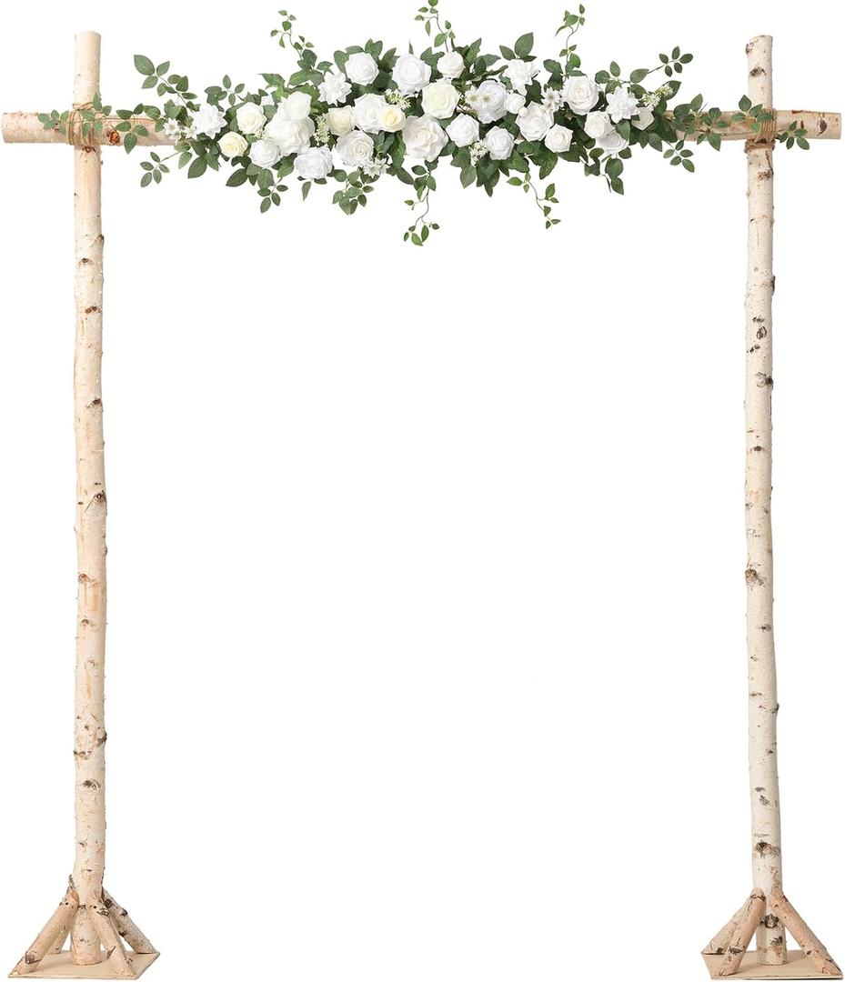 Ling's moment Wedding Arch Flowers - 6.5FT Floral Garland for Ceremony Arbor Backdrop Decoration - Artificial Rose Floral Swag for Sweetheart Table Birthday Party, Baby Shower, White Green