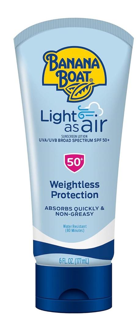 Banana Boat Light As Air Sunscreen Lotion SPF 50 Twin Pack | Lightweight & Non-Greasy Lotion Sunscreen SPF 50, Sunblock, Oxybenzone-Free, 6oz each (6 Fl Oz (Pack of 1)), Expiration Date: 06/2027