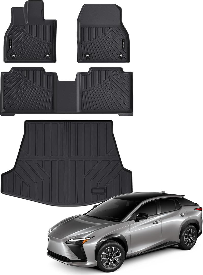 AUXKO- All Weather Floor Mat & Cargo Mat Fit for Lexus RZ (Include 300e & 450e) 2023 2024 2025 TPE Rubber Liners RZ Accessories All Season Guard Odorless Anti-Slip Liner Black