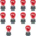10 Pack Car Instrument Light Bulb, 3157 Brake Light Bulb, 12 V 21/5 W Automobile Lighting Replacement Accessory, Universal for Most Cars, Trucks and Vans (Red)
