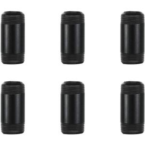GeilSpace 6 Pack 3/4" 2" Pre-Cut Black Metal Pipe, Industrial Steel Fits Standard Three Quarters Inch Black Threaded Pipes and Fittings - Vintage DIY Industrial Shelving (3/4" 2")