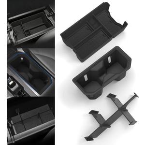 for 2026 Toyota RAV4 Accessories Center Console Organizer, 3PCS Armrest Storage Box for & Wildlander with Divider Tray & Cup Holder Insert, ABS Interior Accessories with Non-Slip Mats