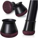 OCONDA 24PCS Chair Leg Floor Protectors Round, Black Furniture Cups for Hardwood Floors, Silicone Chair Leg Caps with Wrapped Felt, Anti-Scratch, Reduce Noise, Medium Fit: 0.76''-1.18''