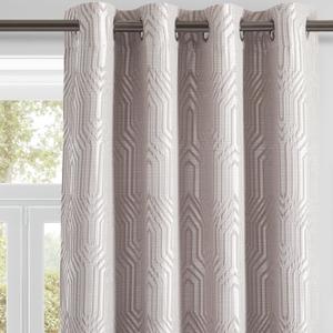 Mocha and Silvery 100% Blackout Curtains 84 Inch Length 2 Panels, Jacquard Thermal Insulated Noise Reducing Grommet Drapes for Bedroom Living Room, 2pcs, 52" W x 84" L
