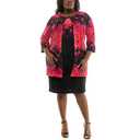 DANNY & NICOLE CHERRY BLOSSOM FLOWER PRINT CURVE JACKET DRESS SET, Size 20W