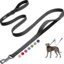 Fida 6 FT Heavy Duty Dog Leash with 2 Comfortable Padded Handles, Traffic Handle & Advanced Easy Snap Hook, Reflective Walking Lead for Large, Medium & Small Breed Dogs, Black (6 Feet (Pack of 1))