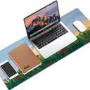 Galdas Gaming Mouse Pad XXL XL Large Long Extended Big Mousepad Non-Slip Rubber Keyboard Mouse Pad with Stitched Edges for Laptop Home Office (31.5x11.8x0.08 Inch)  (Cure Red Flower)