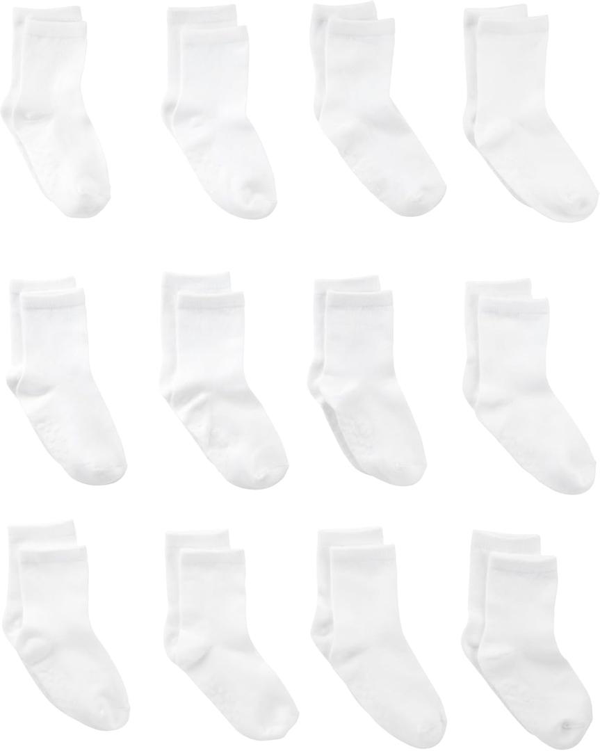 Simple Joys by Carter's Baby Boys' 12-Pack Socks (4-5T, White Crew)