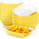 Yinkin 100 Pcs 2lb Paper Food Trays Boat 2lb Disposable Nacho Trays Kraft Paper Boat for Tacos Concession Easter Graduation Birthday Wedding Christmas Halloween Valentine Party Supplies(Yellow)