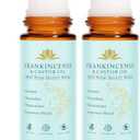 Frankincense and Castor Oil Rose Quartz Roller – Organic Cold-Pressed Castor Oil Frankincense Roller Ball with Rose Quartz for Face & Neck, Firms Skin Feel Soft Smooth & Brightens Eyes, 1.7 fl oz, 2PC
