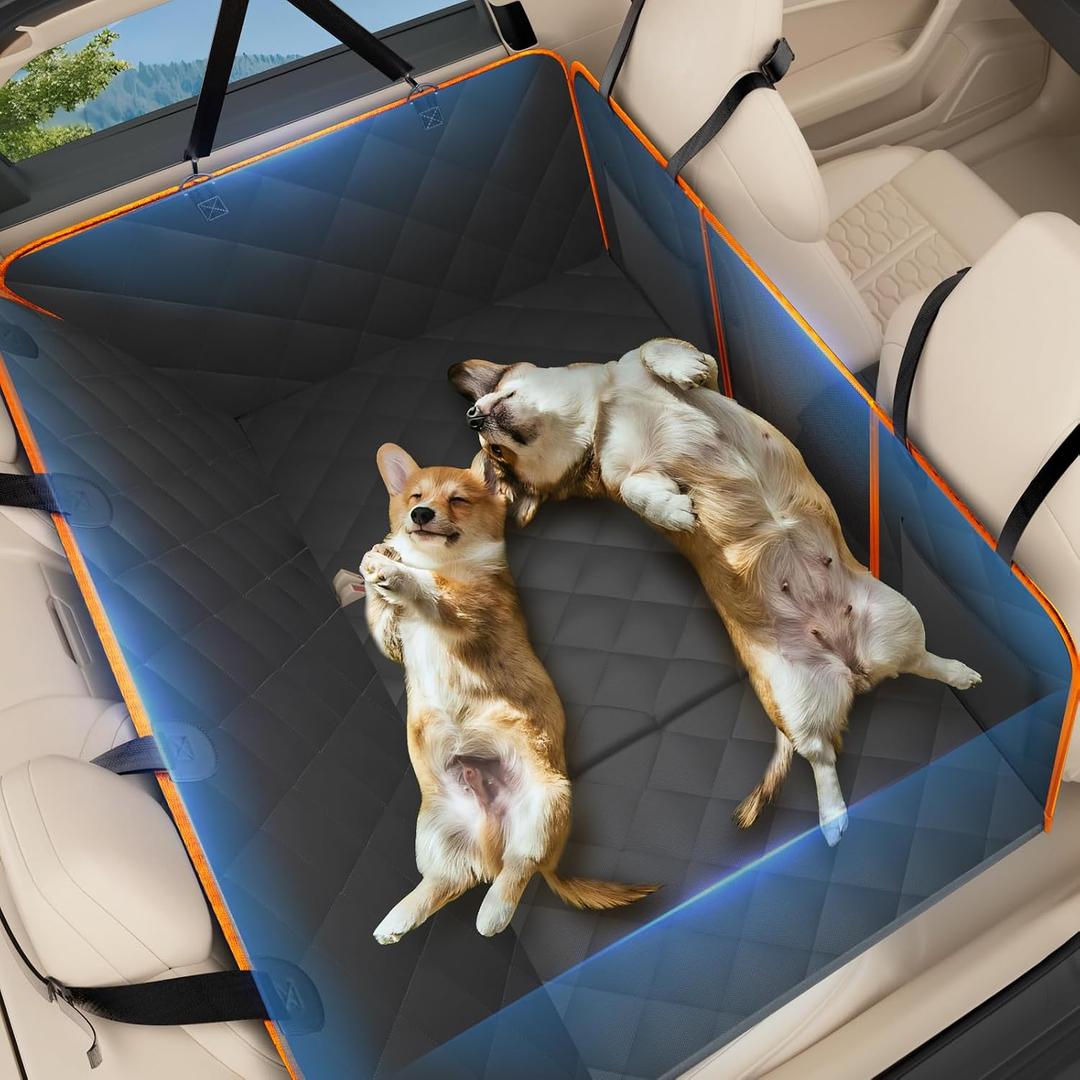 Truck Dog Seat Cover Back Seat, Hard Bottom Dog Hammock for Car, Waterproof Soft Pet Extender Travel Bed Supports 400lbs, Durable Platform Protector for Car,SUV, Tacoma Double Cab