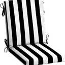 Arden Outdoor Patio Dining Chair Cushion, 20x44, Rain-Proof Seat Pad, Fade-Resistant Outdoor Cushion Black Cabana Stripe