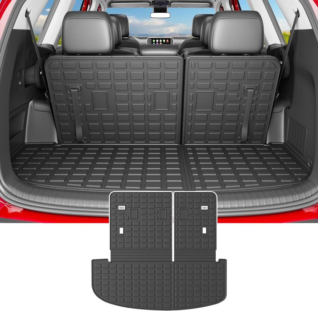 Powoq Cargo Mat Compatible with 2020-2025 Kia Telluride Trunk Mat Cargo Liner TPE Back Seat Protector Trunk Liner Replacement for 2020-2025 Kia Telluride Accessories