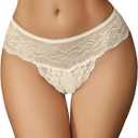 Avidlove Sexy Underwear for Women Lace Panties Briefs Low Rise Thongs Stretch G-String Underpants Light Champagne, Small