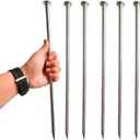 Rebar Stakes 16 Inch Metal Spikes for Asphalt 1/2 Inch Diameter-6 Pack Ground Stakes Heavy Duty for Speed Bump, Wheel Stop-Rebar Support Estacas de Metal-Ground Anchors -Tent Stakes