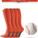 Toddler/Youth Softball Socks, Belt and Baseball Combo Set (2 Pairs of Socks, 1 Belt and 1 Baseball) for Boys Girls (Orange)