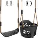 Dolibest Heavy Duty High Back Full Bucket Toddler Swing Set with Adjustable Rope & Locking Carabiners High Back Bucket Seat and Non-Slip U-Shape Swing seat for Indoor/Outdoor Backyard Play -Black