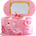 Music Box, Jewelry Storage Box, Pink Musical Jewelry Box, Jewelry Set For Ballerina, Music Box Gifts For Birthday Christmas, Rotating Musical Ornaments, Dressing Mirror Music Box