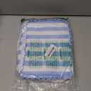 Stripe Ruffle Makeup Bag,Large Travel Cute Cosmetic Bag for Women Girls,Toiletry Bag Make up Organizer 10.8 x 4.5 x 8 inch (Blue Stripe)