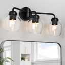 3-Light Bathroom Light Fixtures, Black Modern Vanity Light Over Mirror, ETL Certified, E26 Base-Perfect for Bathroom, Bedroom, Hallway,or Mirror Lighting