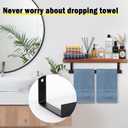 Hand Towel Holder/Towel Ring with Wooden Shelf, Hand Towel Rack, Hand Towel Hanger for Bathroom, Bath Accessories Wall Mounted, Matte Black (12"-Squ Shaped)