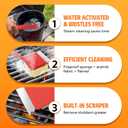 MEKER Grill Brush Bristle Free, Grill Cleaner Brush with 3 BBQ Replacement Head, Seamless Scraper Tool for Cast Iron, Stainless Steel Grates, Safe Grill Scraper Outdoor BBQ Grill, Red